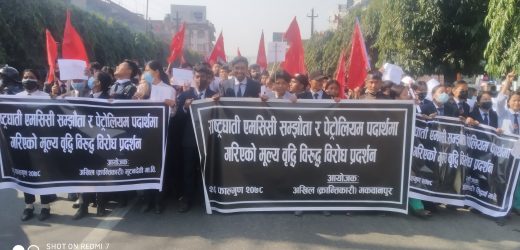 अखिल (क्रान्तिकारी) मकवानपुरद्वारा हेटाैंडामा एमसीसी विरुद्ध प्रदर्शन